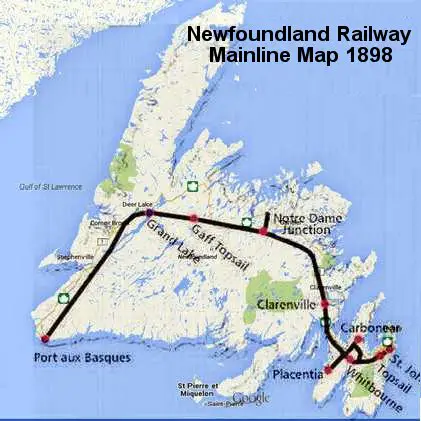 Newfoundland Railway Map, 1898